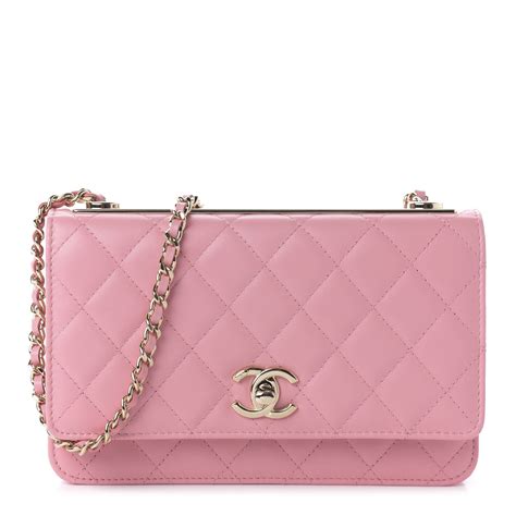 chanel wallet on chain lambskin pink